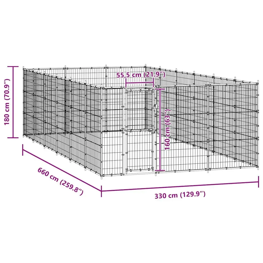 Dog Kennel Steel Mesh Outdoor Run 21.78 m² Black Exercise Pen