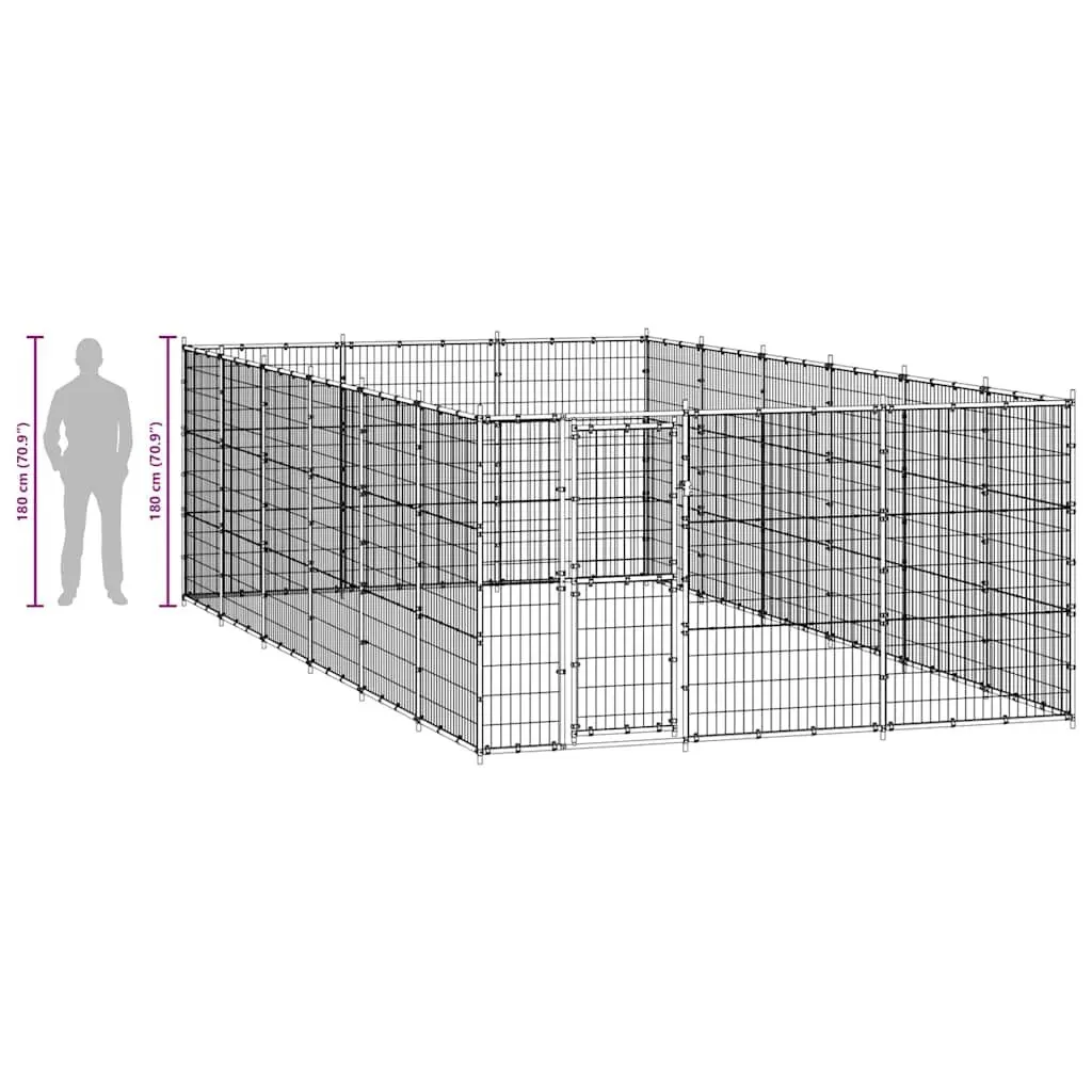 Dog Kennel Steel Mesh Outdoor Run 21.78 m² Black Exercise Pen