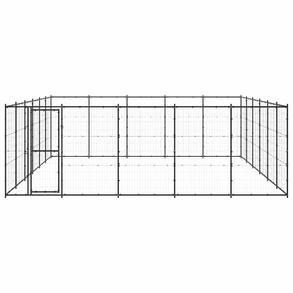 Dog Kennel Outdoor Enclosure Powder-coated Steel Mesh 36.3 m² Black