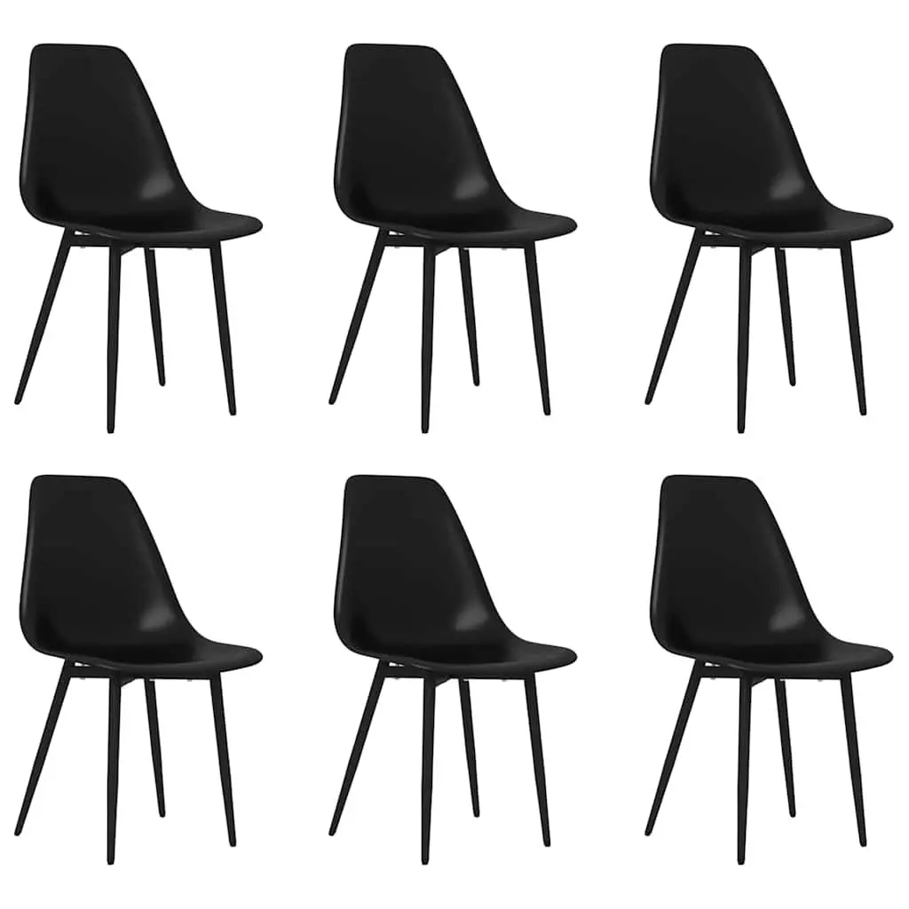 Dining Chairs Set 6 Piece Polypropylene Metal Black Ergonomic Curved Backrest