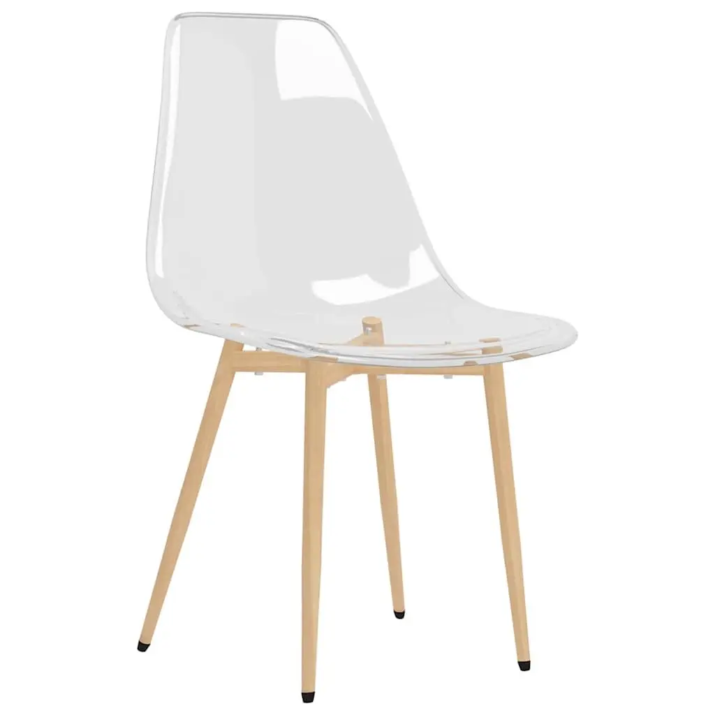 6 Piece Transparent Ergonomic Curved Backrest Dining Chairs Metal Legs