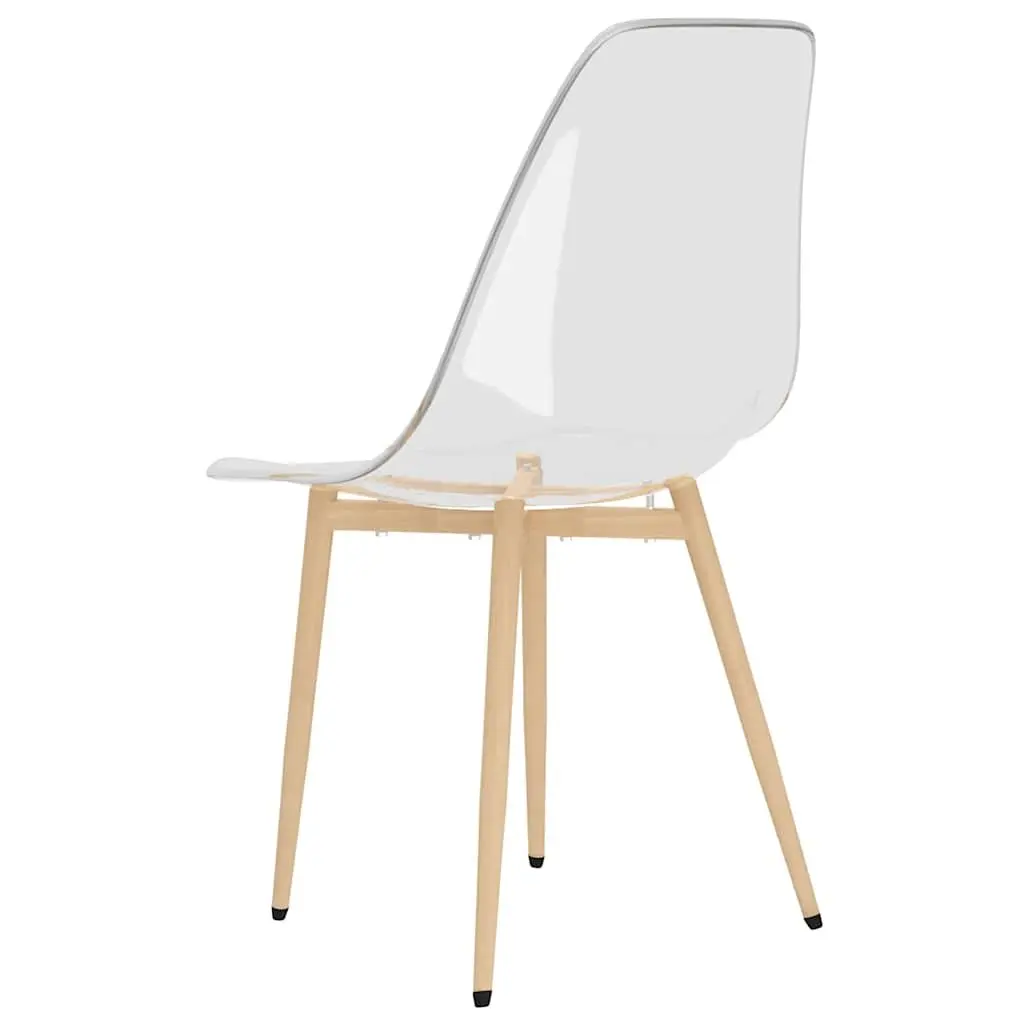 6 Piece Transparent Ergonomic Curved Backrest Dining Chairs Metal Legs
