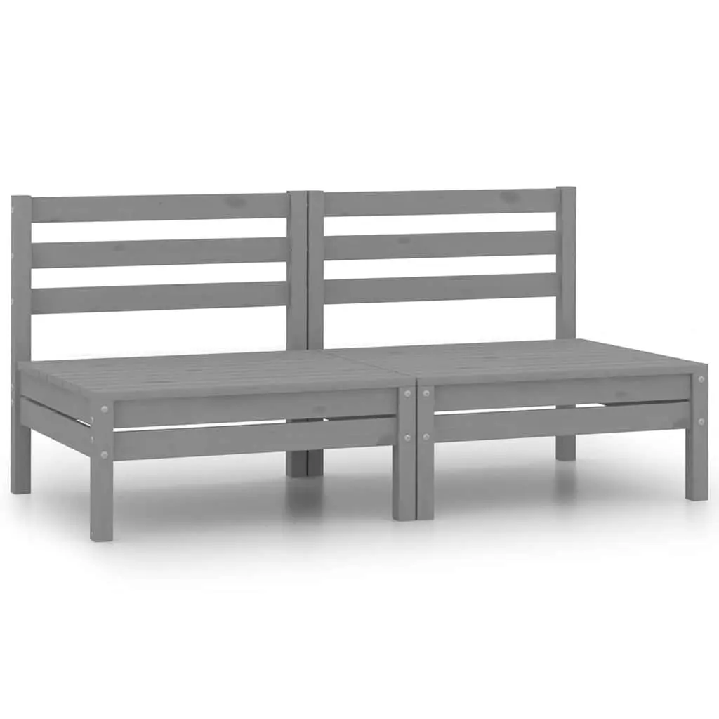 Outdoor Sofa 2-Seater Garden Furniture Lounge Couch Solid Wood Modular Grey