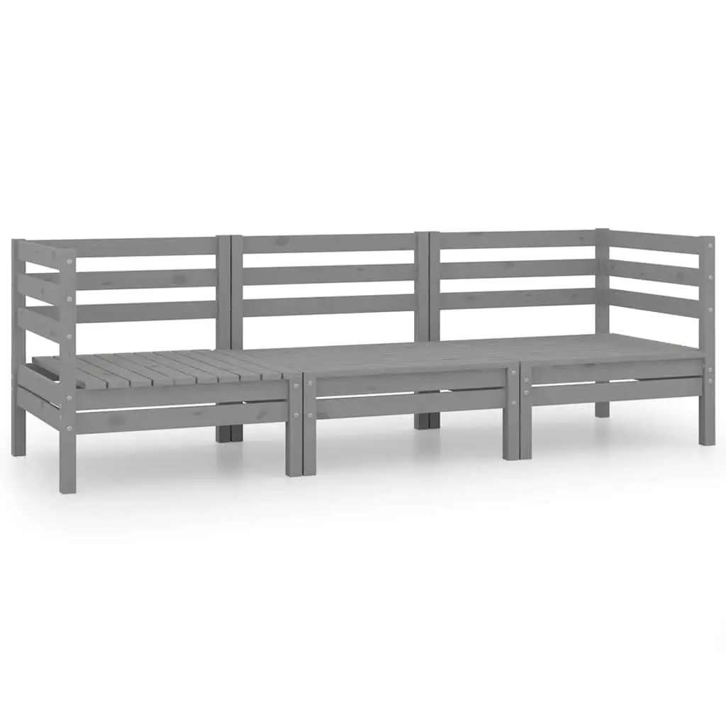 Outdoor Garden Lounge Set 3 Piece Grey Patio Furniture Modular Seating