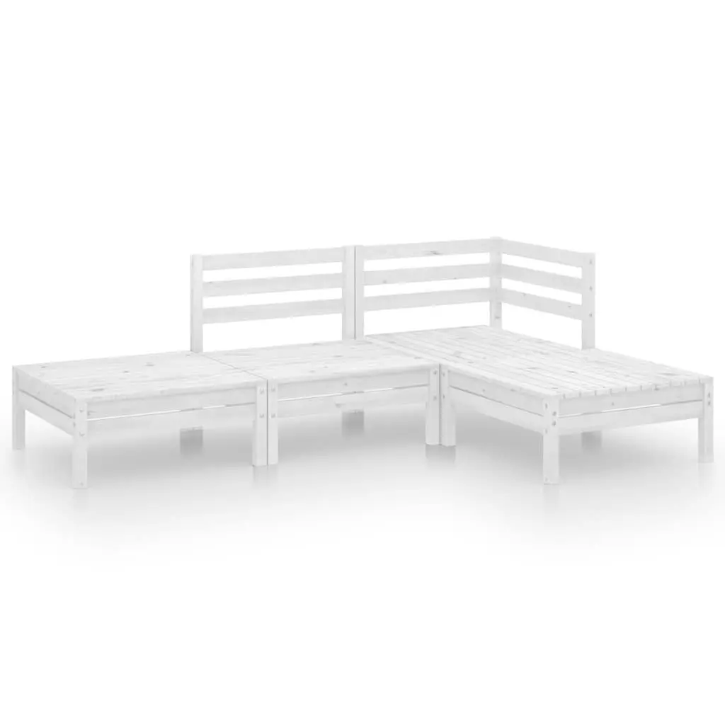Outdoor 4 Piece Lounge Set Modular White Solid Pinewood Garden Furniture
