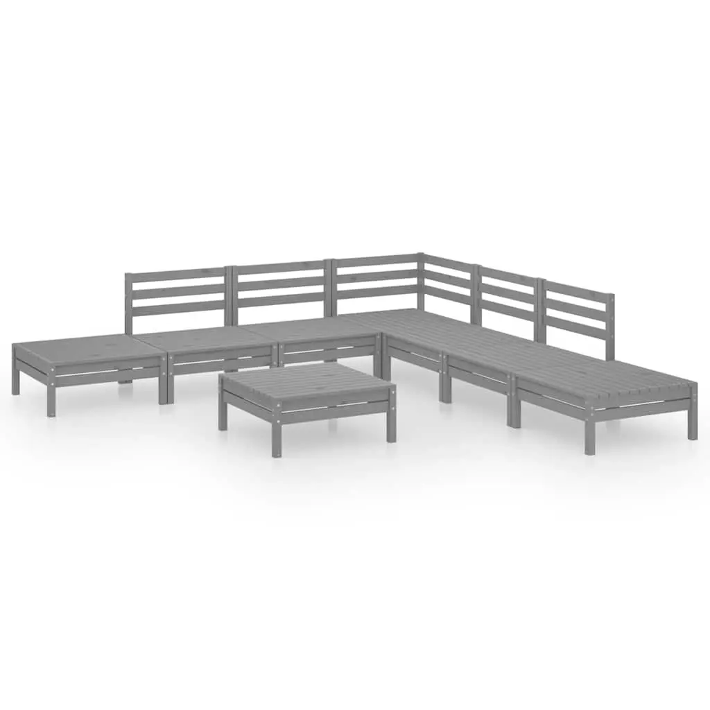 Garden Lounge Set Wooden 8 Piece Modular Sofa Patio Furniture Grey Outdoor