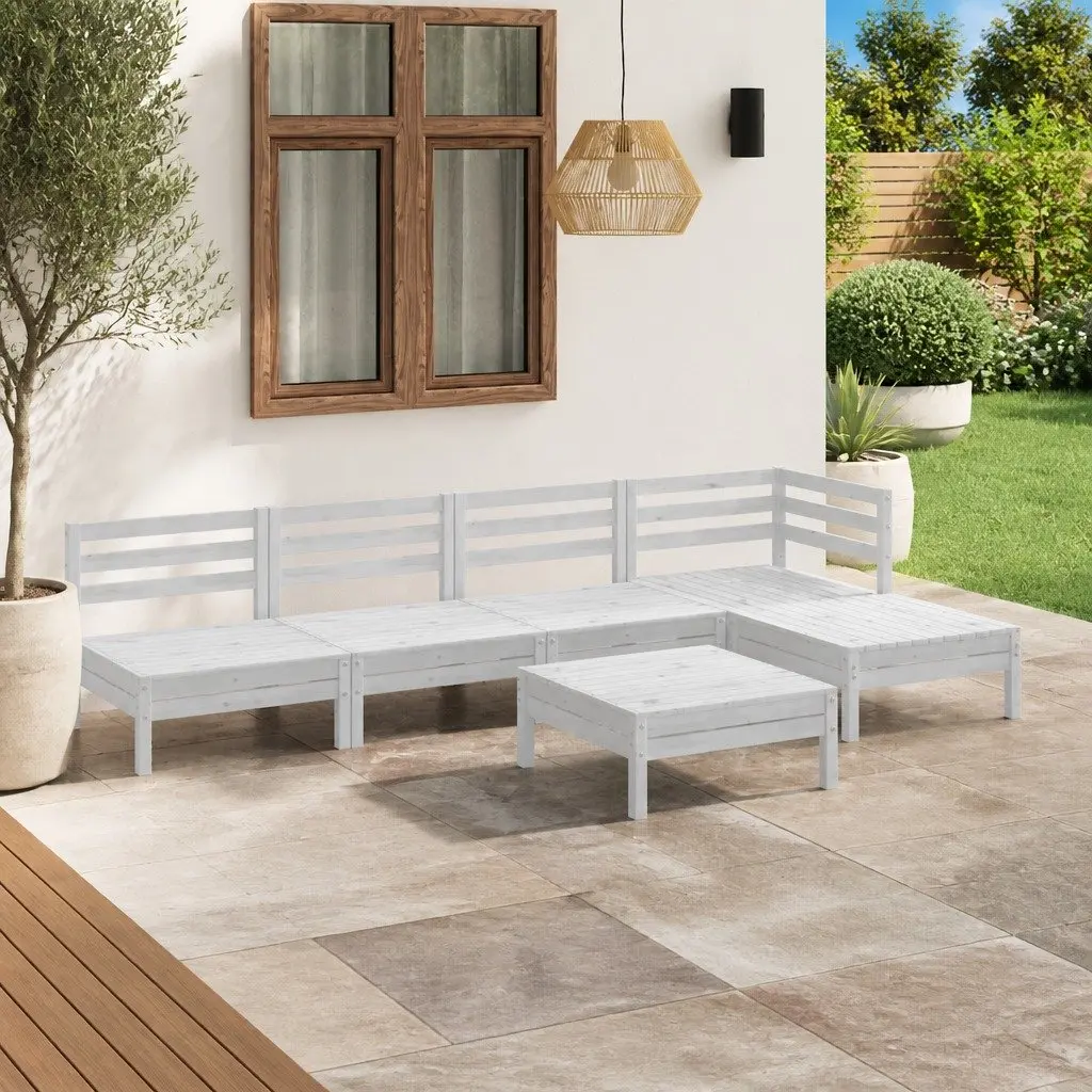 6 Piece Garden Lounge Set Solid Pinewood White Pallet Style