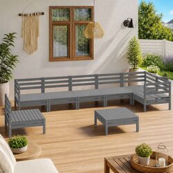 8-Piece Grey Lounge Set for Patios and Gardens