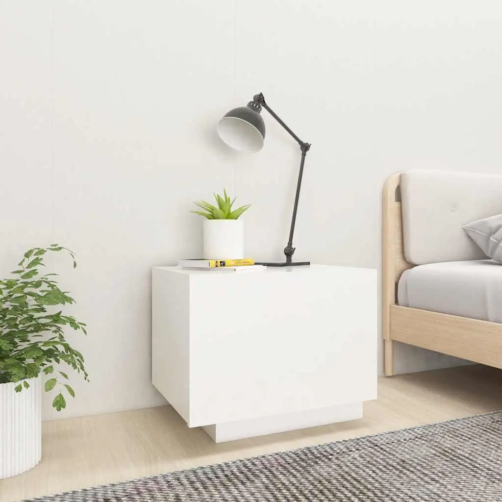 White Nightstand Engineered Wood 100x35x40cm Storage Table Bedside Cabinet