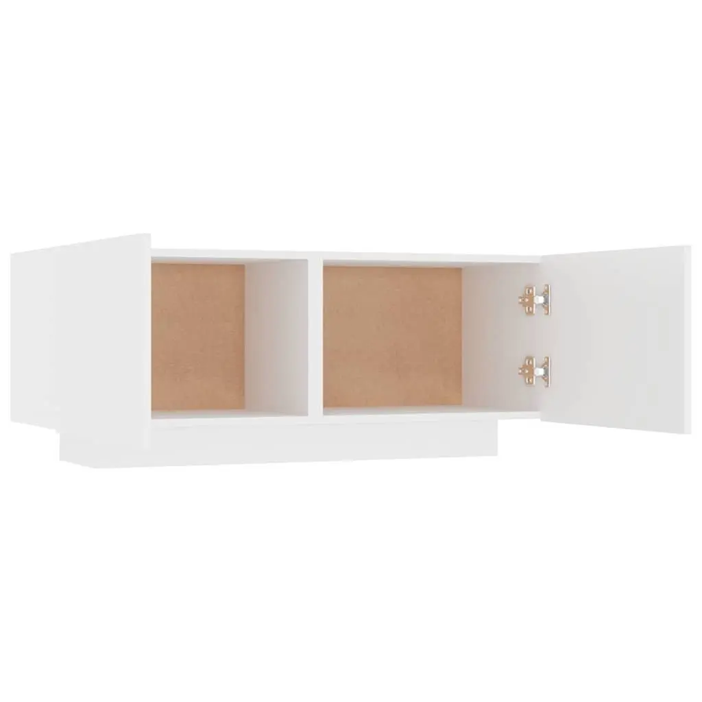 White Nightstand Engineered Wood 100x35x40cm Storage Table Bedside Cabinet