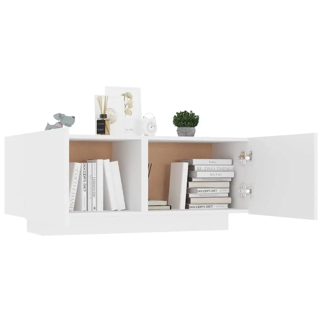 White Nightstand Engineered Wood 100x35x40cm Storage Table Bedside Cabinet