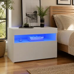 Functional Bedside Table with RGB LED Lights