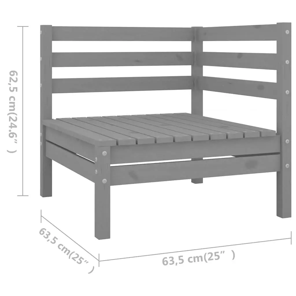 8 Piece Wooden Garden Lounge Set Modular Sofa Furniture Grey