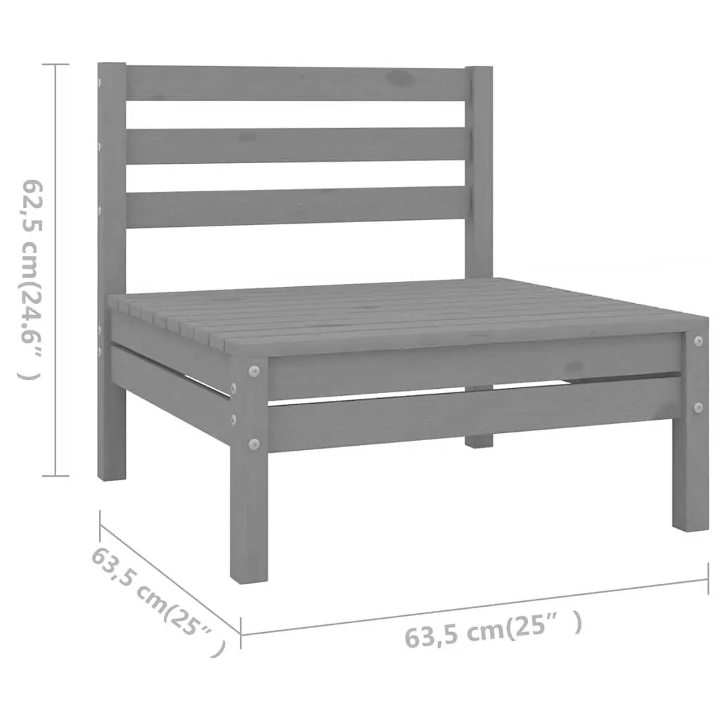 8 Piece Wooden Garden Lounge Set Modular Sofa Furniture Grey