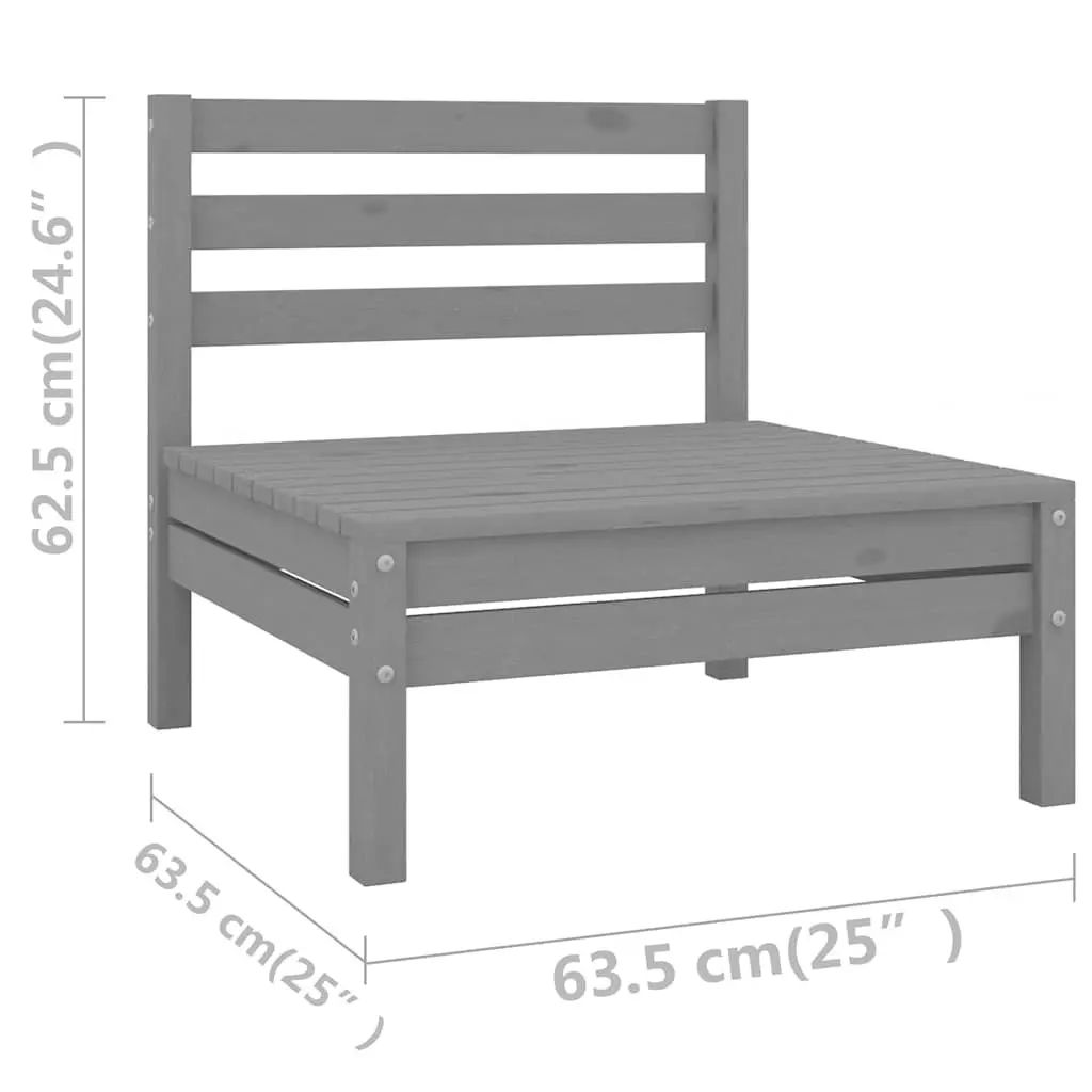 Garden Lounge Set 9 Piece Grey Wooden Patio Furniture Modular Outdoor Sofa