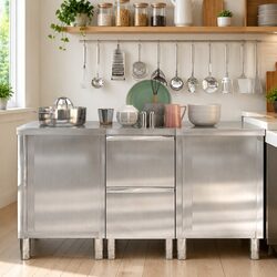 Commercial Kitchen Storage Cabinet 3pc Stainless Steel Restaurant Hotel Garage