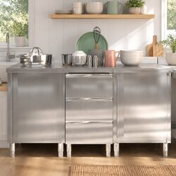 Commercial Kitchen Cabinet Stainless Steel Storage Unit Food Service 3 pcs Set