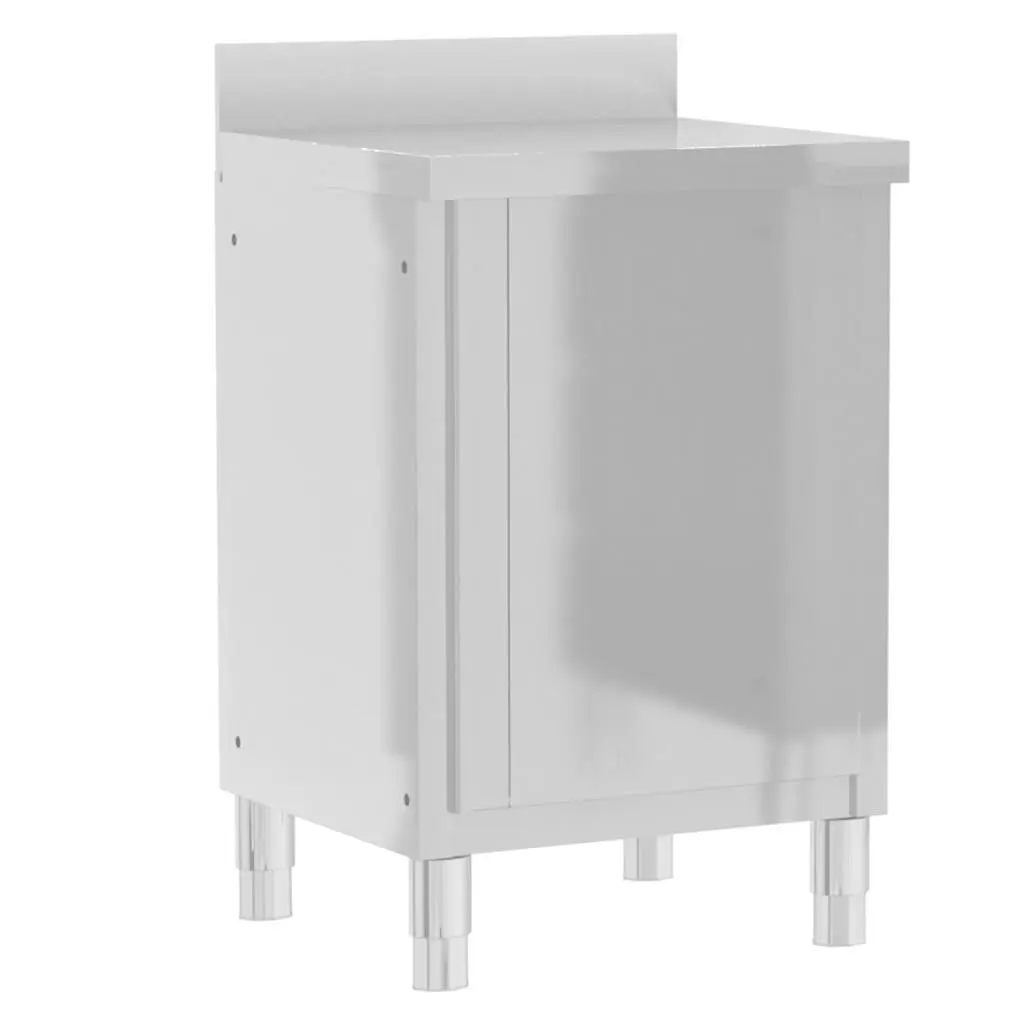 Stainless Steel Storage Cabinet Set for Commercial Kitchen 3 Pieces with Adjustable Feet Backsplash and Water Pipe Hole