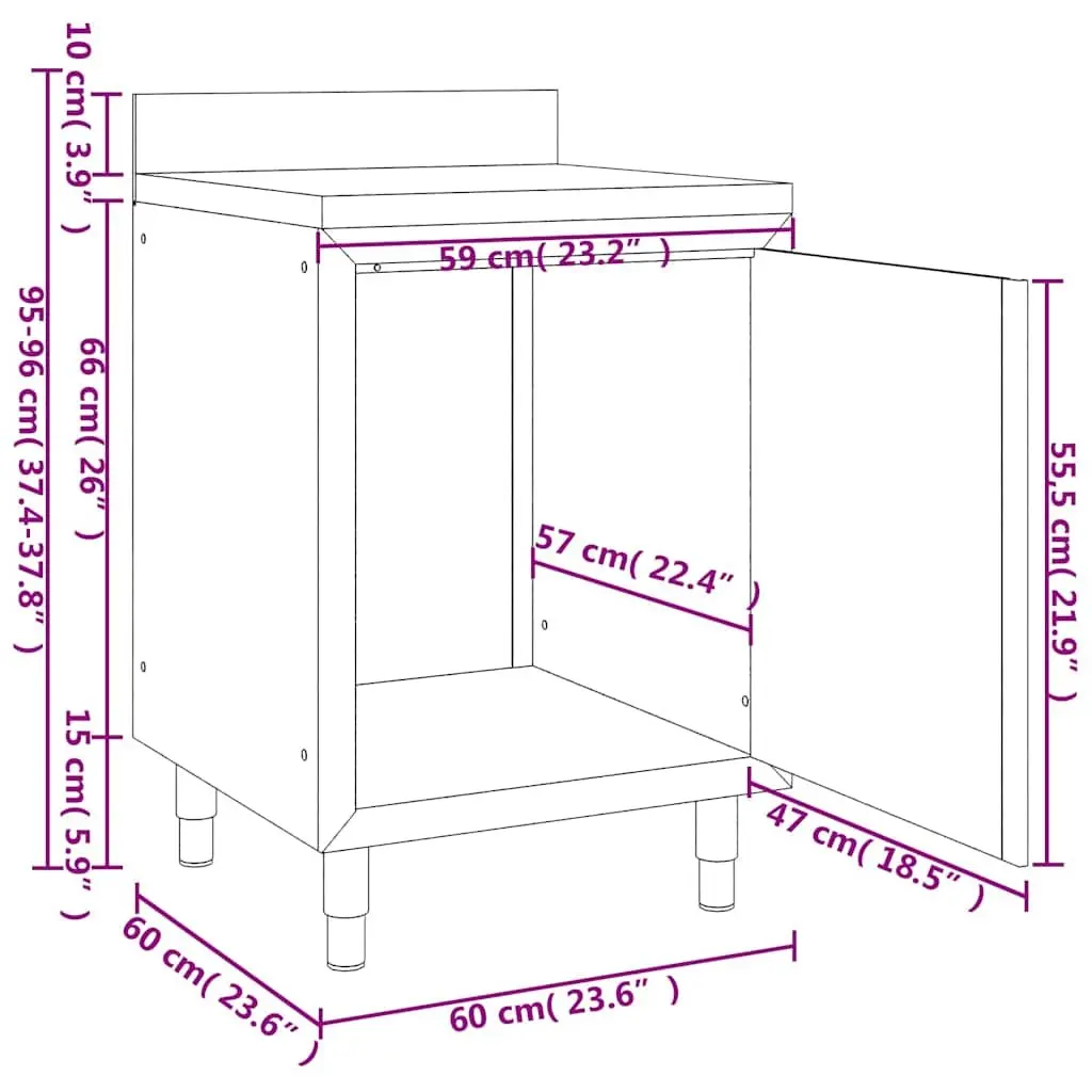 Stainless Steel Storage Cabinet Set for Commercial Kitchen 3 Pieces with Adjustable Feet Backsplash and Water Pipe Hole