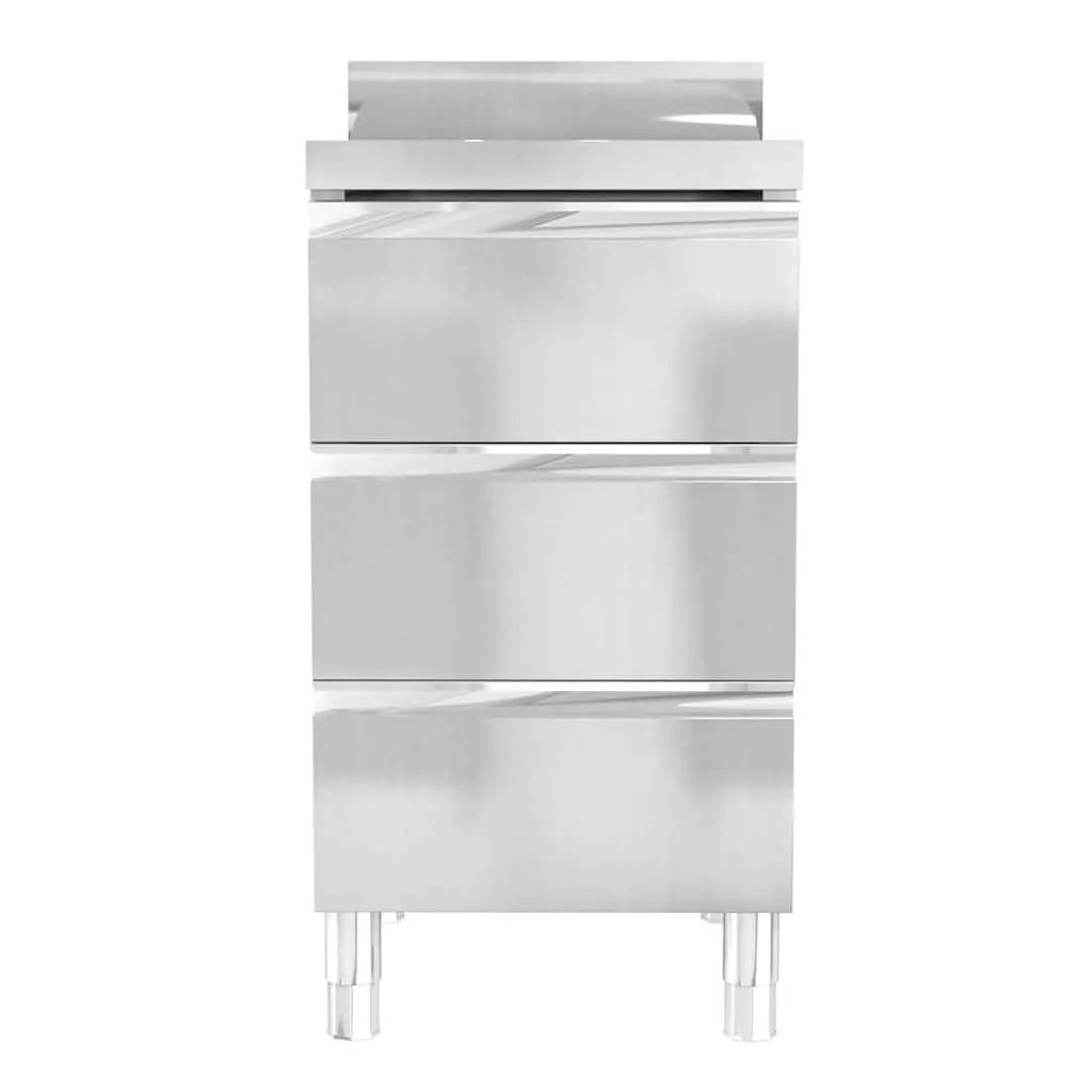 Stainless Steel 3 Piece Set Commercial Kitchen Cabinet Storage with Work Table and Backsplash Durable Construction