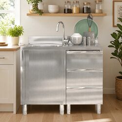 Commercial Kitchen Storage Cabinet Stainless Steel 2pcs Food Service Restaurant