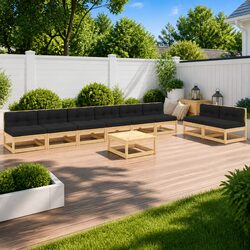 Practical 9 Piece Lounge Set for Outdoor Gatherings