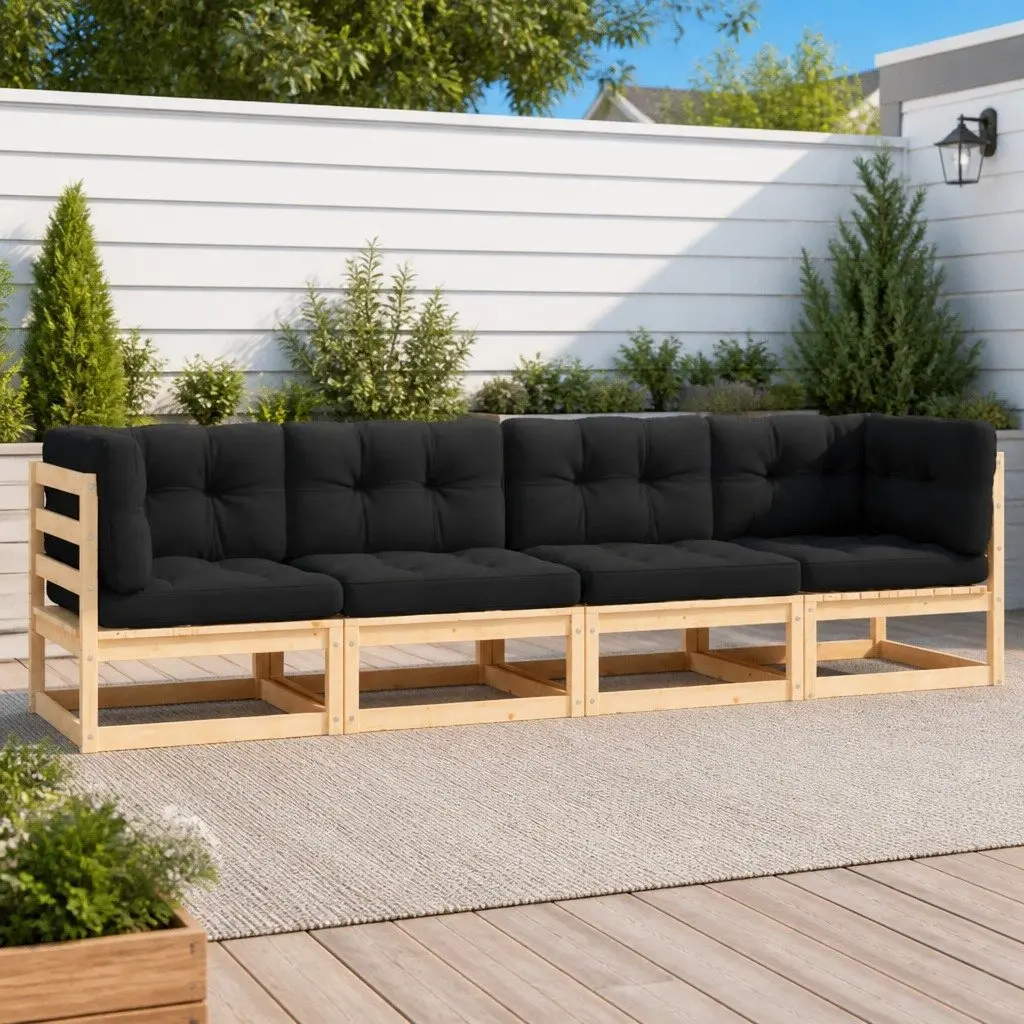 4 Piece Garden Lounge Set with Cushions Outdoor Sofa Seating Patio Furniture