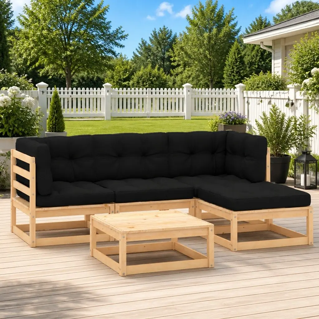 5 Piece Garden Lounge Set Solid Pinewood Outdoor Furniture Anthracite