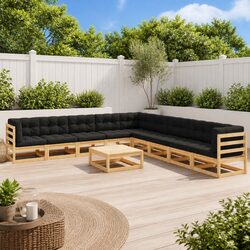 Practical 10 Piece Garden Lounge Set with Comfort Cushions