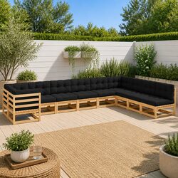 Practical 10 Piece Lounge Set for Outdoor Relaxation