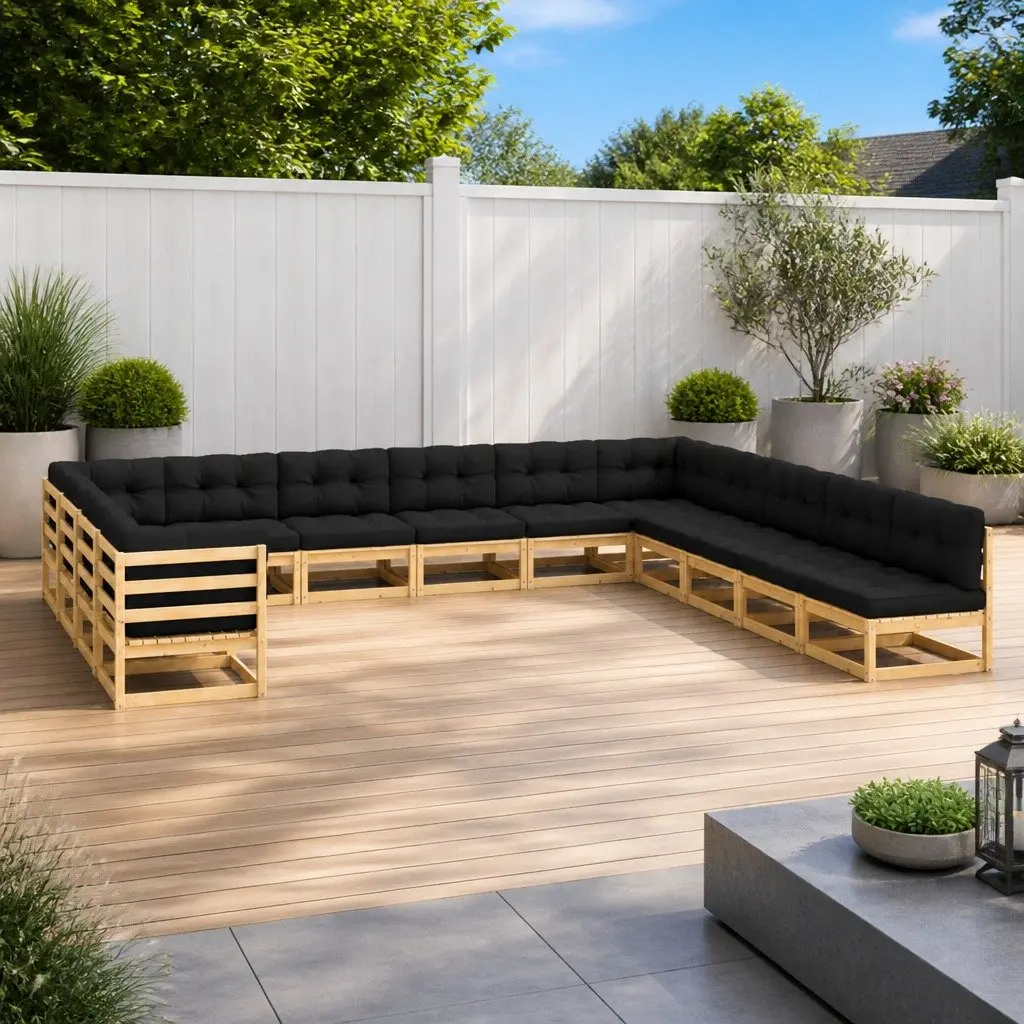 Garden Lounge Set Pinewood 13 Piece Modular Pallet Sofa Outdoor Furniture Anthracite