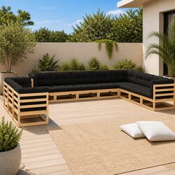Modular 11 Piece Garden Lounge Set for Outdoor Relaxation