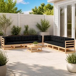 Garden Lounge Set 9 Piece Outdoor Patio Sofa Furniture Pinewood Modular