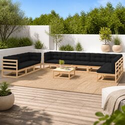 Practical 11 Piece Modular Garden Lounge Set with Cushions
