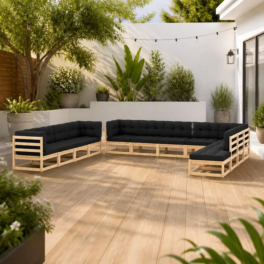 Garden Lounge Set Modular Pallet Sofa 12 Piece Solid Pinewood Anthracite with Cushions