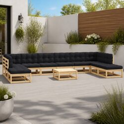 Practical 11-Piece Garden Lounge Set for Outdoor Use