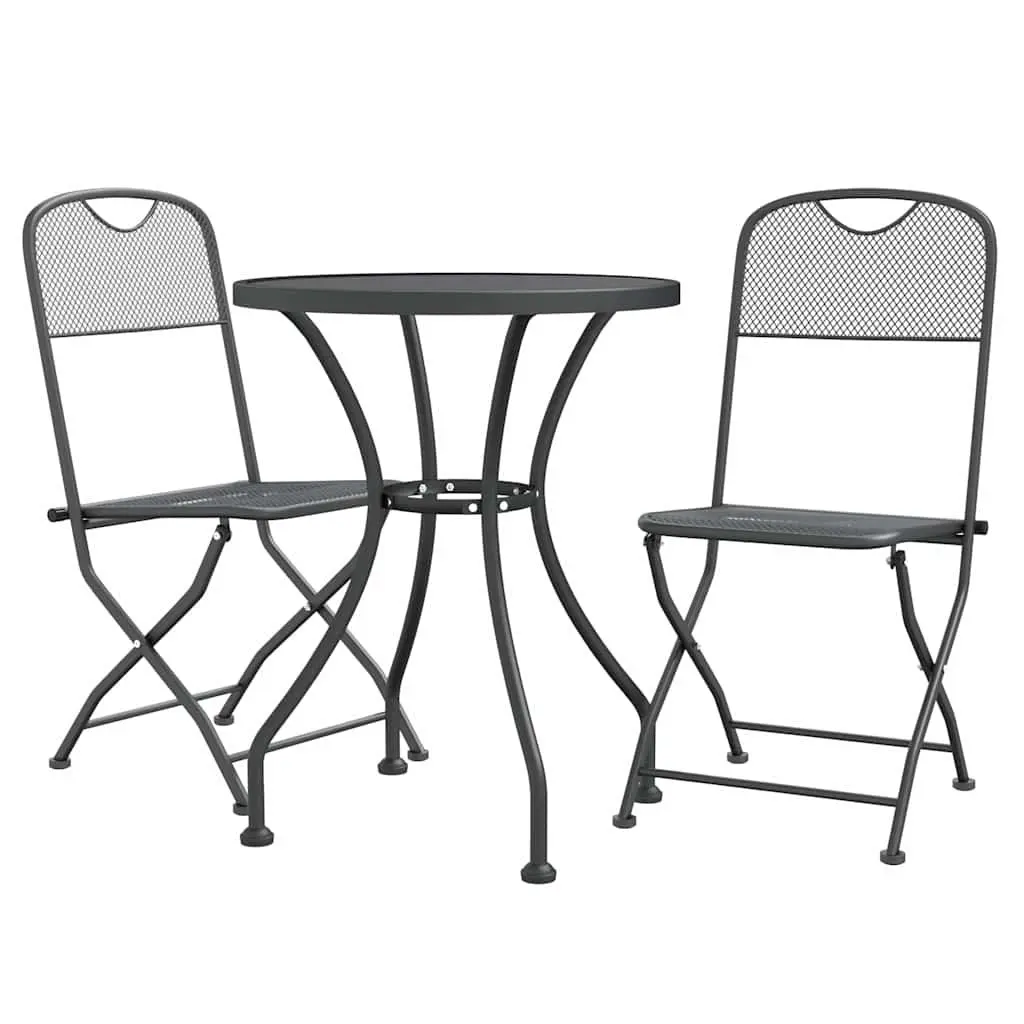 3 Piece Expanded Metal Mesh Garden Dining Set Anthracite Patio Furniture