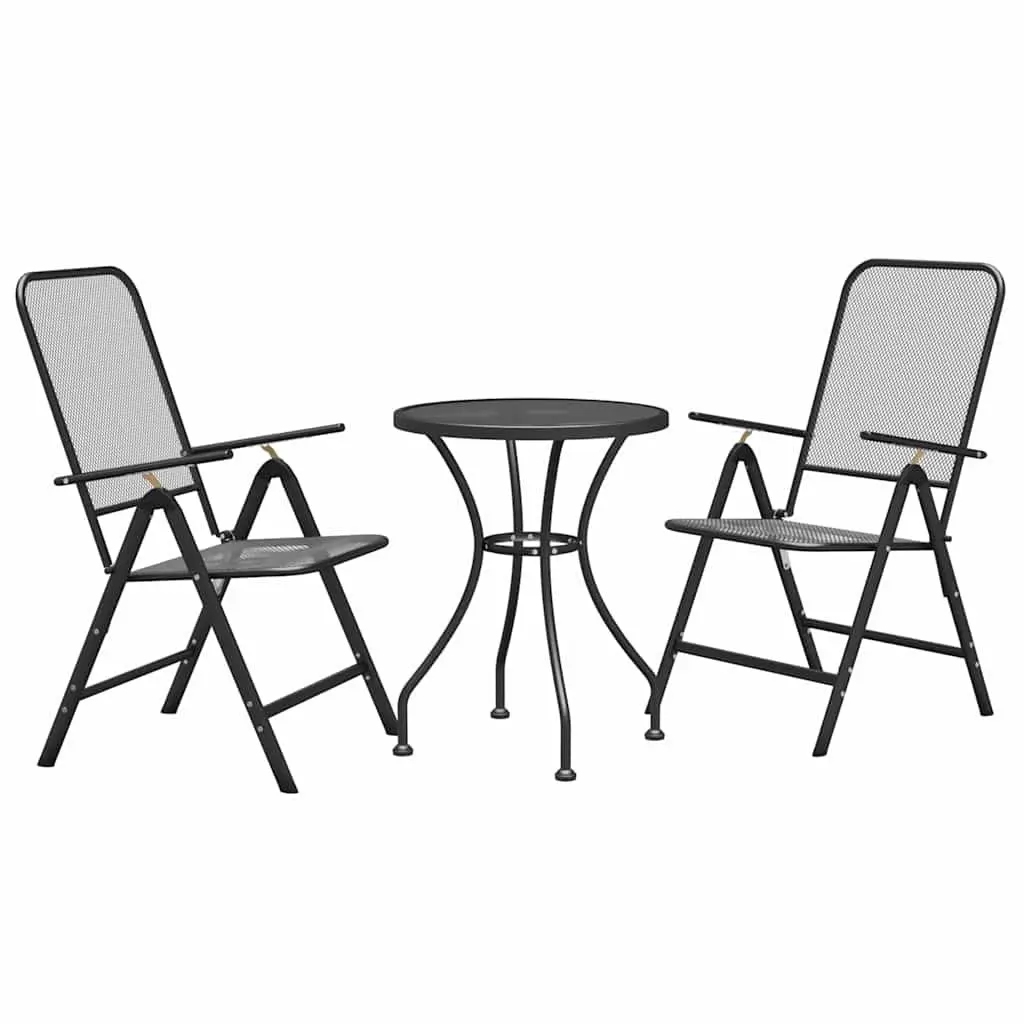 Garden Dining Set Expanded Metal Mesh 3 Piece Outdoor Furniture Anthracite