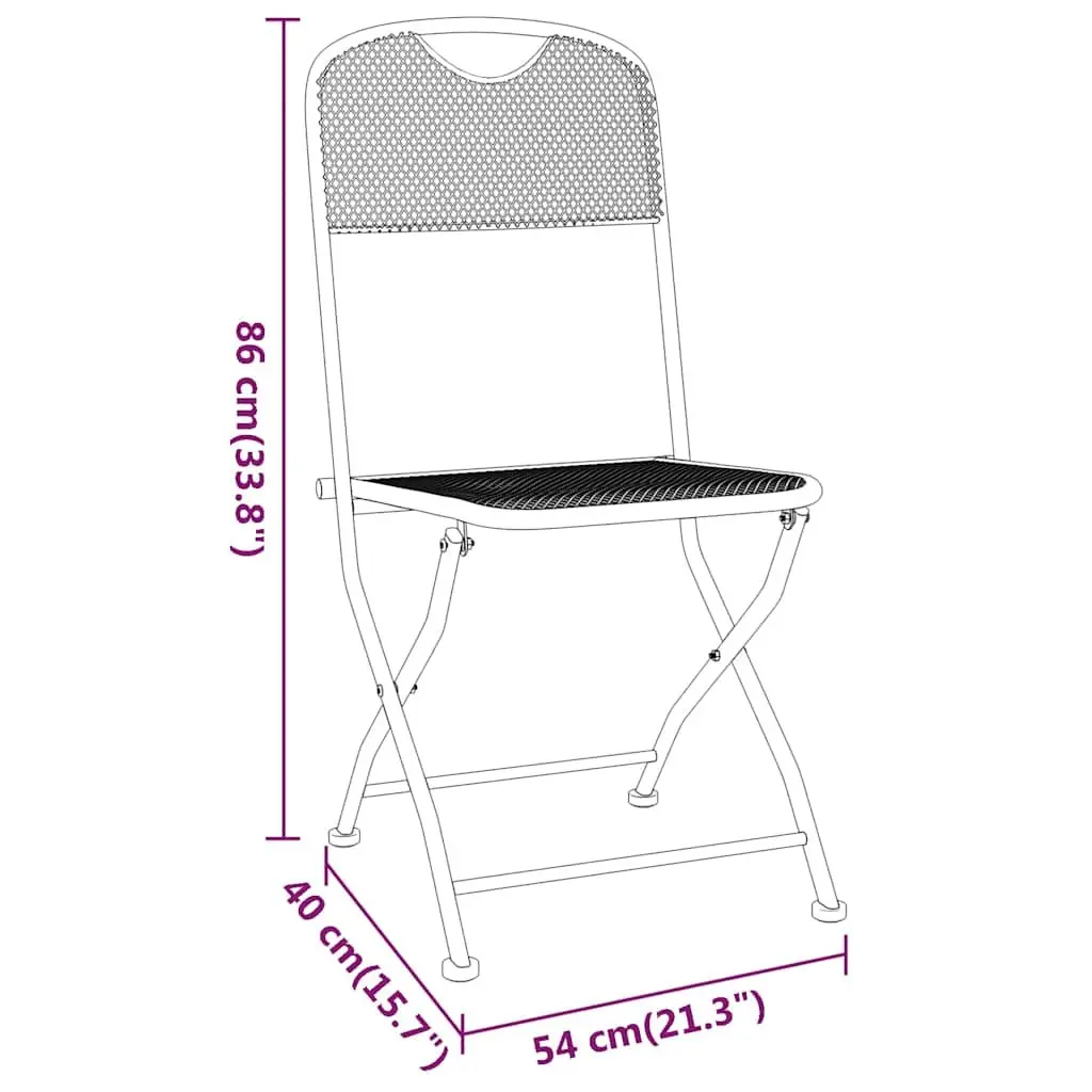 5 Piece Expanded Metal Mesh Garden Dining Set Anthracite Outdoor Furniture with Folding Chairs