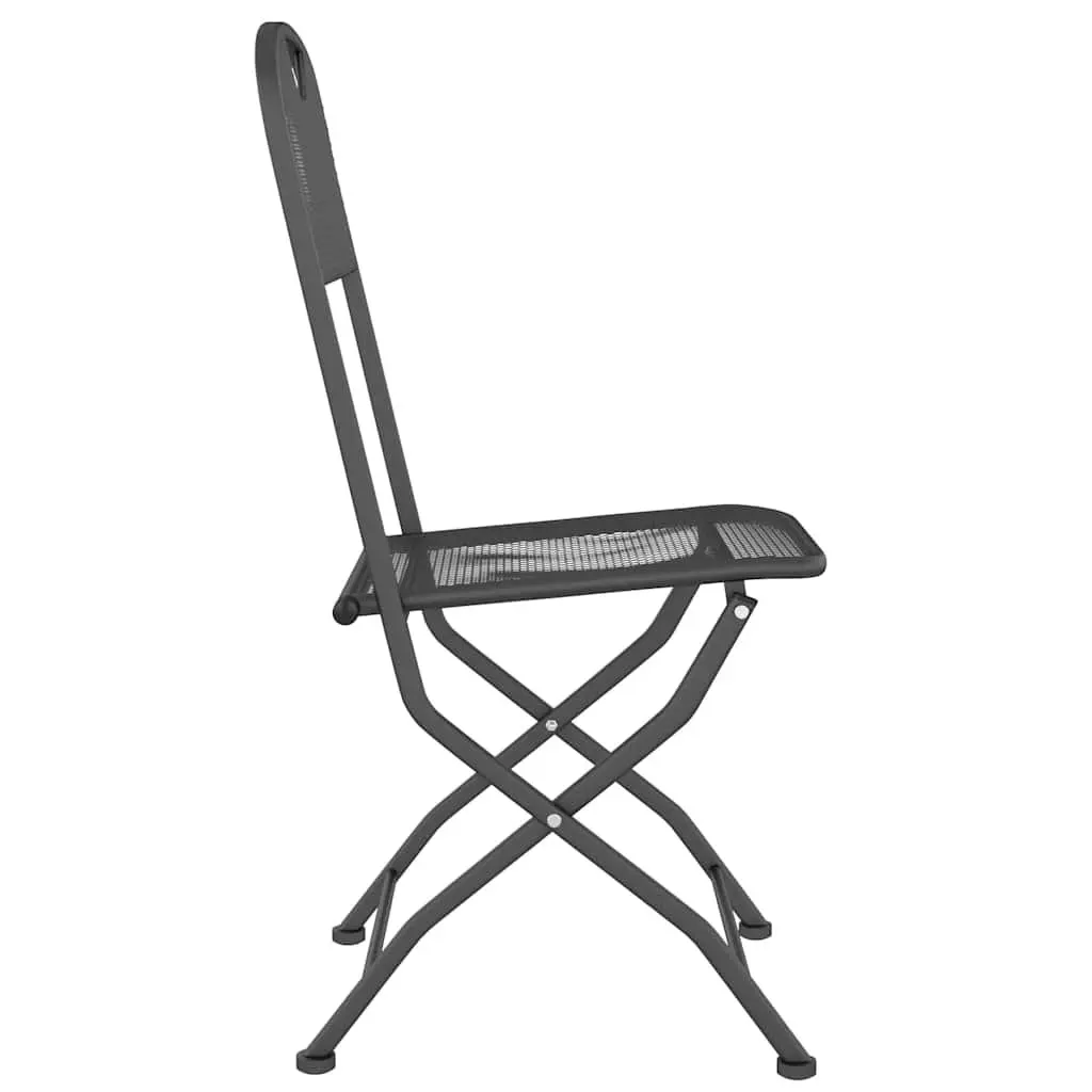5 Piece Expanded Metal Mesh Garden Dining Set Anthracite Outdoor Furniture with Folding Chairs
