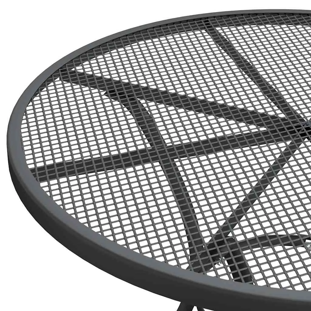 5 Piece Expanded Metal Mesh Garden Dining Set Anthracite Outdoor Furniture with Folding Chairs