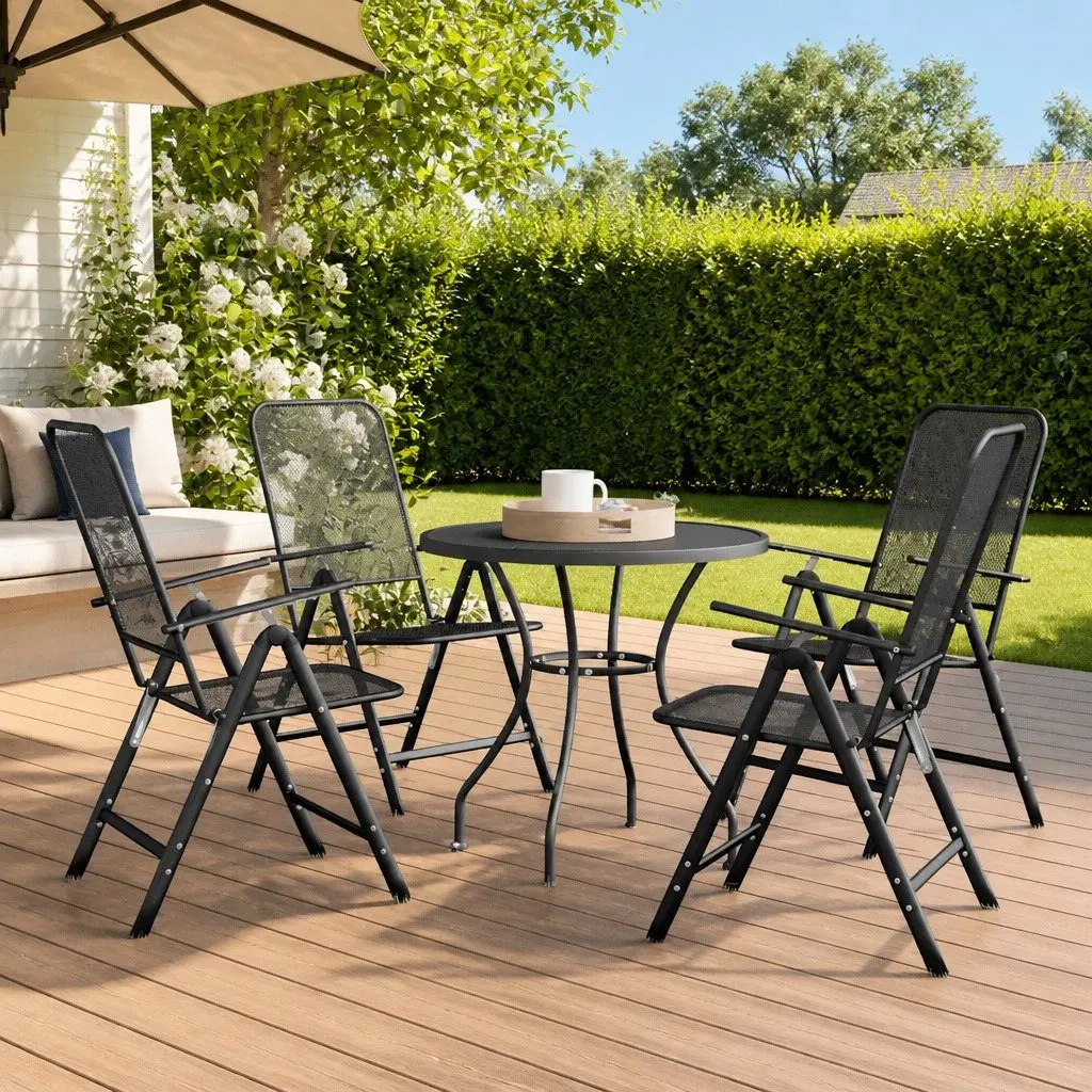 Garden Dining Set Expanded Metal Mesh 5 Piece Outdoor Furniture Anthracite