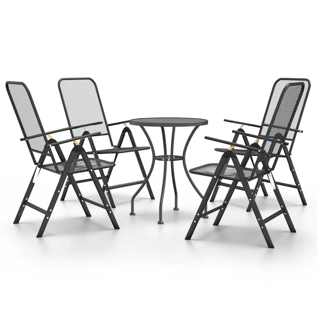 Garden Dining Set Expanded Metal Mesh 5 Piece Outdoor Furniture Anthracite