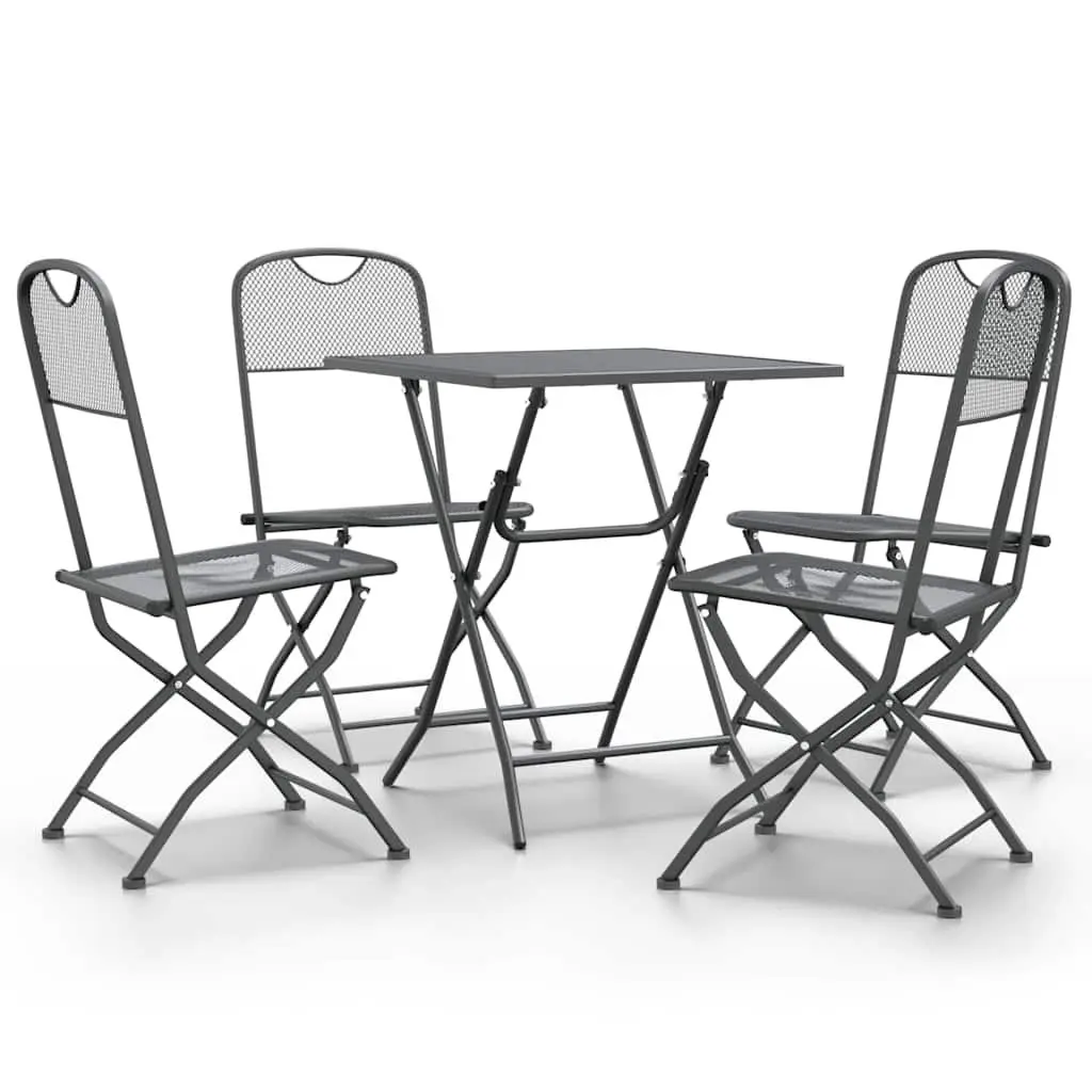 Garden Dining Set Expanded Metal Mesh 5 Piece Foldable Anthracite