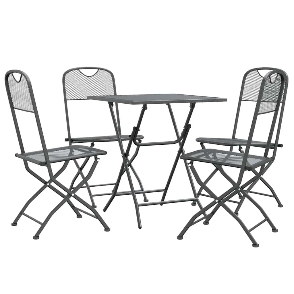 Garden Dining Set Expanded Metal Mesh 5 Piece Foldable Anthracite