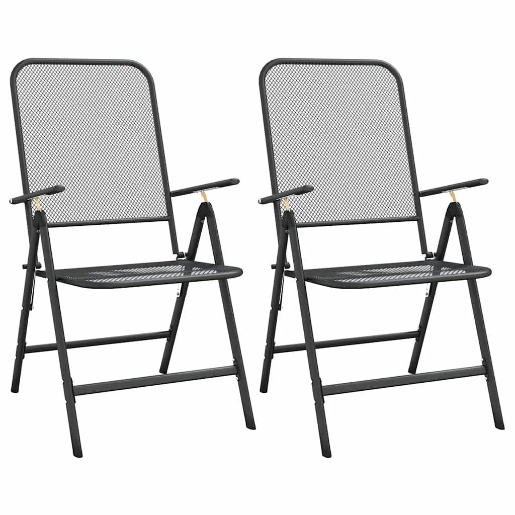 3 Piece Garden Dining Set Anthracite Expanded Metal Mesh Outdoor Furniture