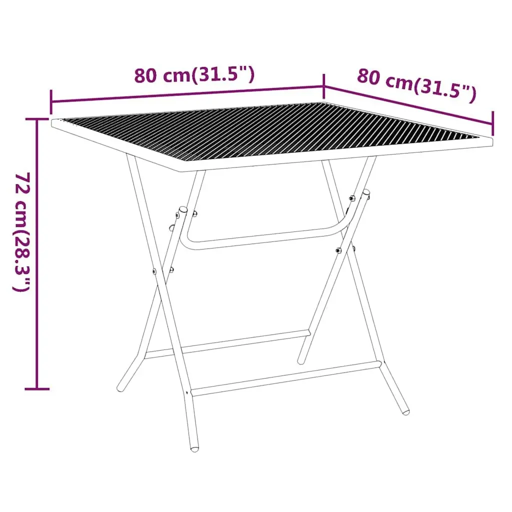 Garden Dining Set Expanded Metal 3 Piece Foldable Adjustable Anthracite