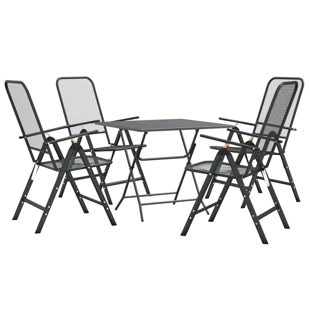 5 Piece Garden Dining Set Outdoor Patio Furniture Foldable Chairs Table