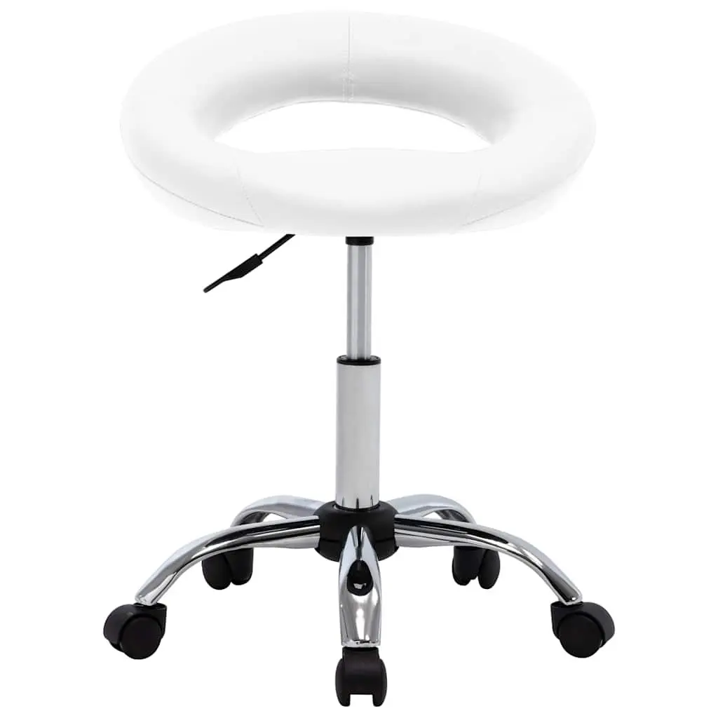 Swivel Dining Chair Faux Leather Adjustable Height White 360 Degree Rotation