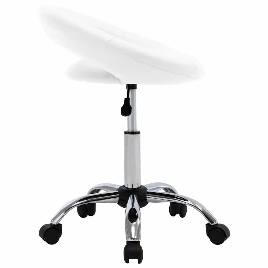 Swivel Dining Chair Faux Leather Adjustable Height White 360 Degree Rotation